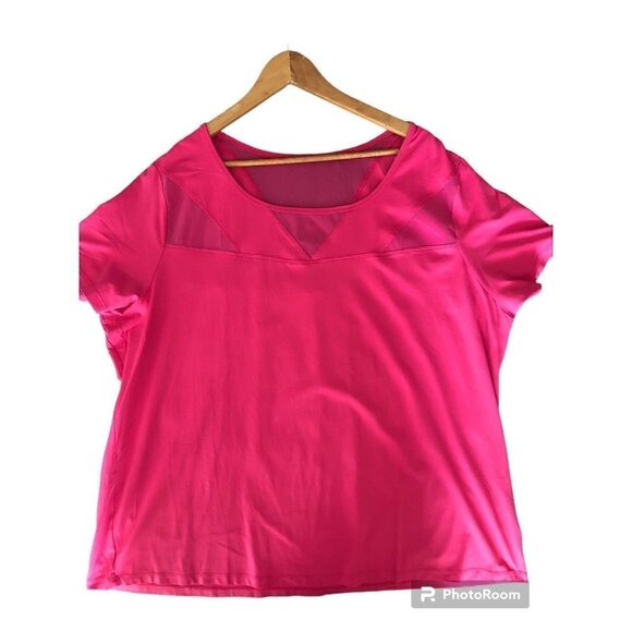 Woman's Plus Size Livi Active Wear Hot Pink Short Sleeve Mesh Top 22/24 - Picture 1 of 9